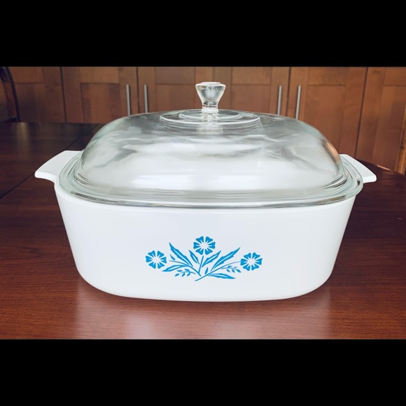 Corning Ware Blue Corn Flower 4 litres casserole dish A-84-B & Pyrex glass lid - Picture 2 of 6